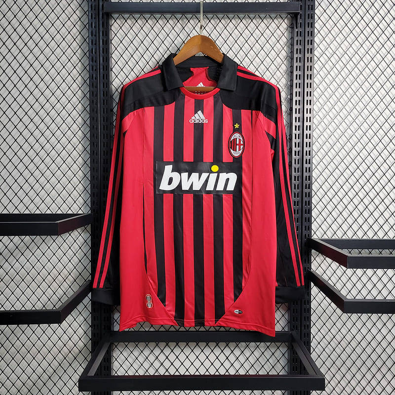 Camisa Milan I 07/08 Retrô Manga Longa (Sob encomenda)