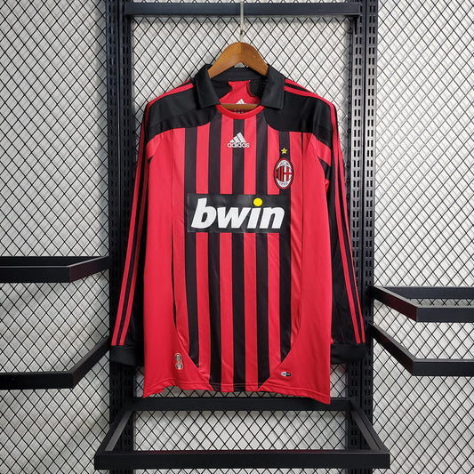 Camisa Milan I 07/08 Retrô Manga Longa (Sob encomenda)