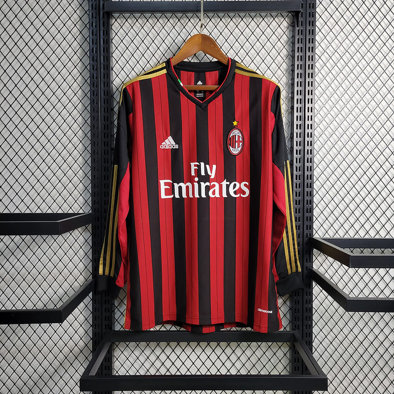 Camisa Milan I 13/14 Retrô Manga Longa (Sob encomenda)