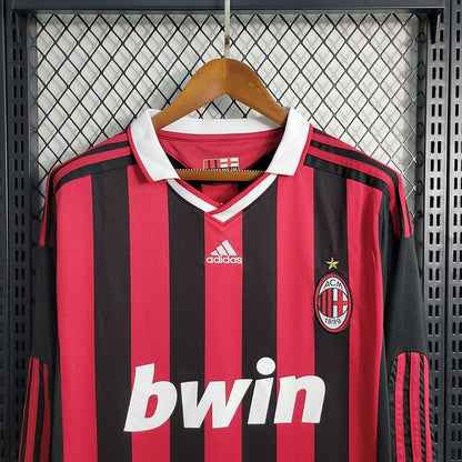 Camisa Milan I 09/10 Retrô Manga Longa (Sob encomenda)