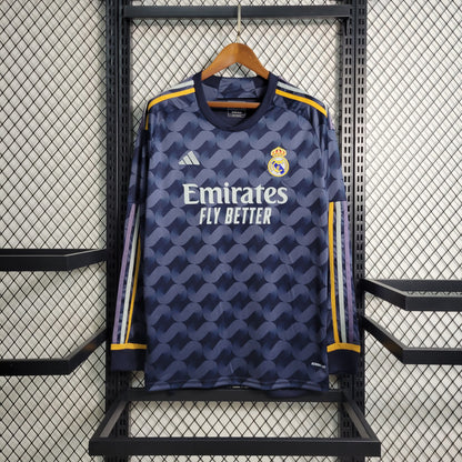 Camisa Real Madrid II 23/24 Torcedor Manga Longa (Sob encomenda)