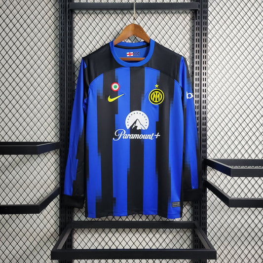 Camisa Inter de Milão I 23/24 Torcedor Manga Longa (Sob encomenda)