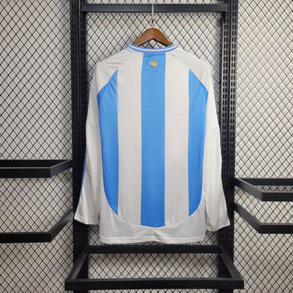 Camisa Argentina I 2024 Torcedor Manga Longa com Patch (Sob encomenda)