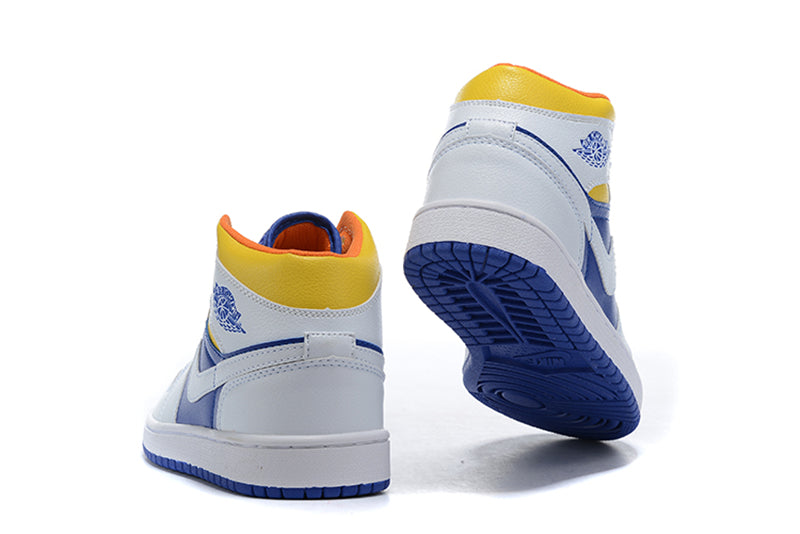 Tênis Jordan 1 Mid Cloud White Navy Blue Yellow (Sob encomenda)