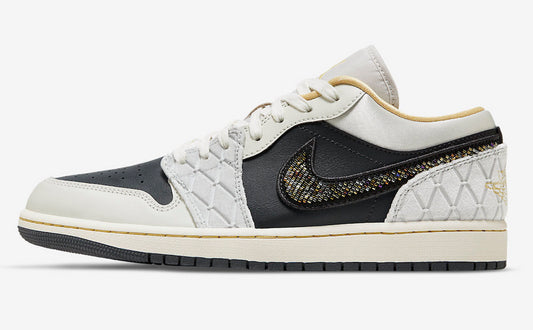 Tênis Jordan 1 Low Beaded Swoosh (Sob encomenda)