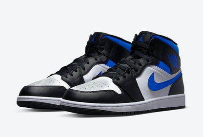 Tênis Jordan 1 Mid White Black Racer Blue (Sob encomenda)