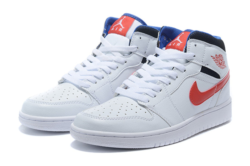 Tênis Jordan 1 Mid White Red Royal (Sob encomenda)