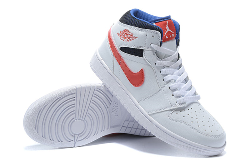 Tênis Jordan 1 Mid White Red Royal (Sob encomenda)