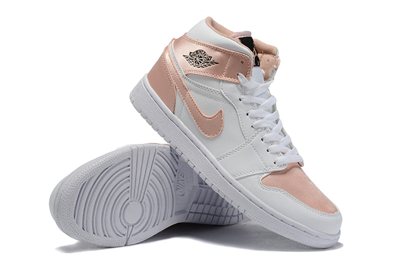 Tênis Jordan 1 Mid White Rose Gold (Sob encomenda)