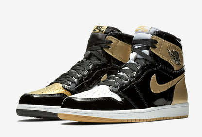 Tênis Jordan 1 Retro High NRG Patent Gold Toe (Sob encomenda)