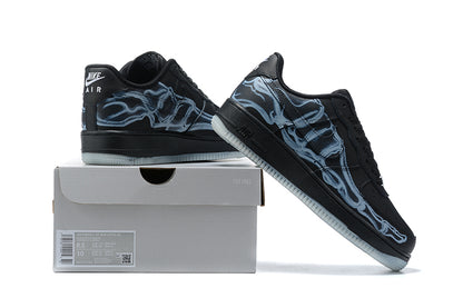 Tênis Nike Air Force 1 Low Black Skeleton Halloween (Sob encomenda)