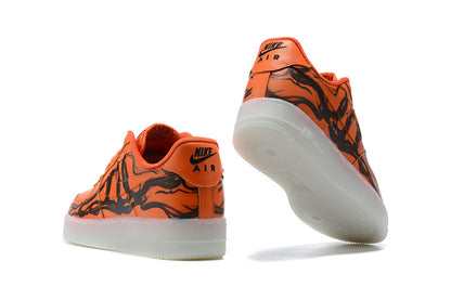 Tênis Nike Air Force 1 Low Orange Skeleton Halloween (Sob encomenda)