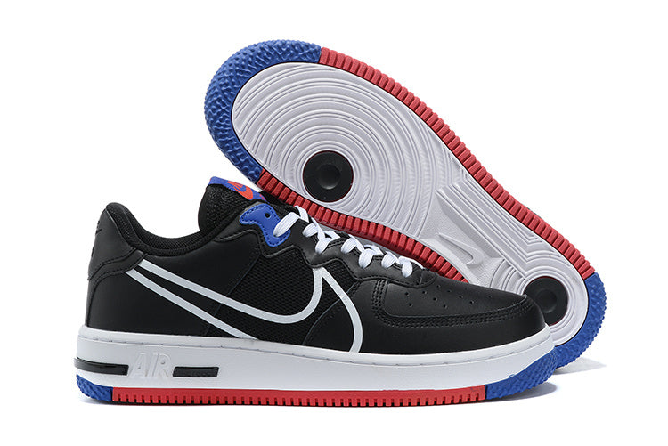 Tênis Nike Air Force 1 Low React Black White Gym Red Gym Blue (Sob encomenda)