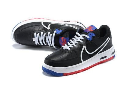 Tênis Nike Air Force 1 Low React Black White Gym Red Gym Blue (Sob encomenda)