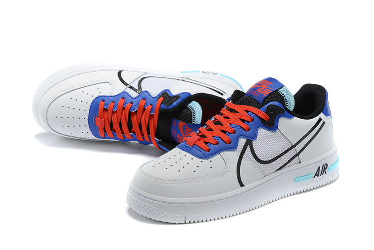 Tênis Nike Air Force 1 Low React White Astronomy Blue Laser Crimson (Sob encomenda)