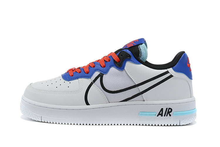 Tênis Nike Air Force 1 Low React White Astronomy Blue Laser Crimson (Sob encomenda)