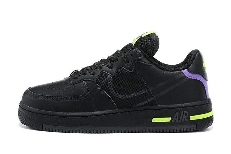 Tênis Nike Air Force 1 React Black Violet Star Barely Volt (Sob encomenda)