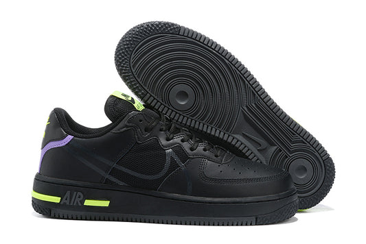 Tênis Nike Air Force 1 React Black Violet Star Barely Volt (Sob encomenda)