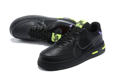 Tênis Nike Air Force 1 React Black Violet Star Barely Volt (Sob encomenda)