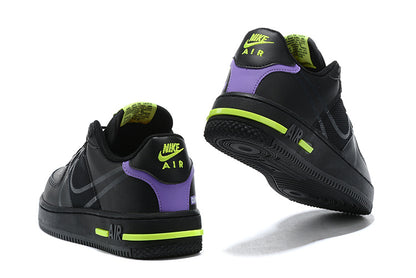 Tênis Nike Air Force 1 React Black Violet Star Barely Volt (Sob encomenda)