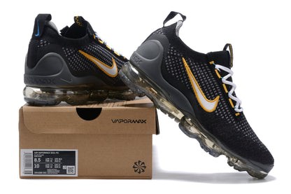 Tênis Nike Air VaporMax 2021 Flyknit Black University Gold (Sob encomenda)