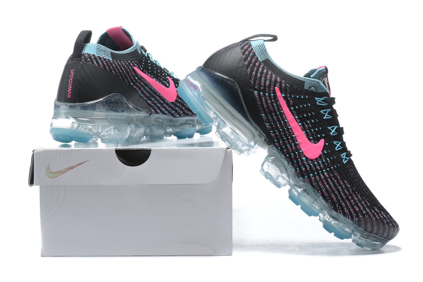 Tênis Nike Air VaporMax Flyknit 3 Black Baltic Blue Hyper Pink (Sob encomenda)