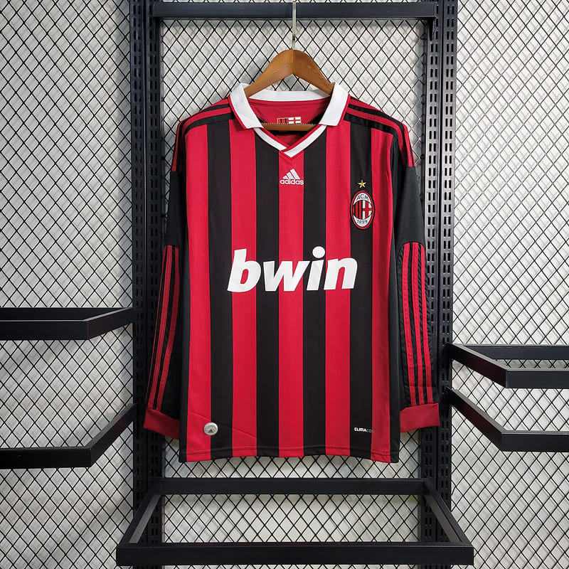 Camisa Milan I 09/10 Retrô Manga Longa (Sob encomenda)