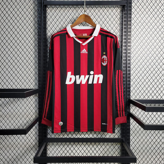 Camisa Milan I 09/10 Retrô Manga Longa (Sob encomenda)