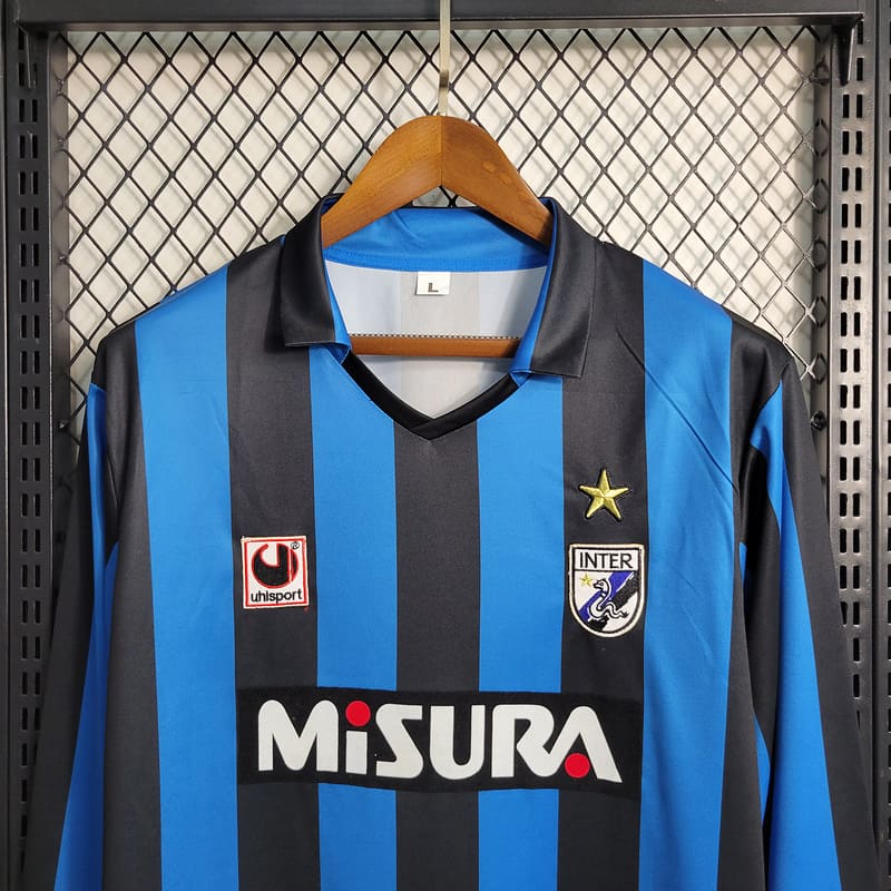 Camisa Inter de Milão I 1998 Retrô Manga Longa (Sob encomenda)