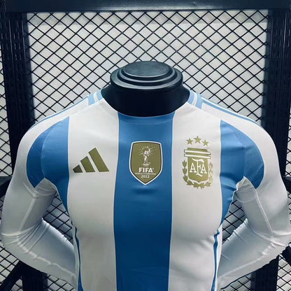 Camisa Argentina I 2024 Jogador Manga Longa com Patch (Sob encomenda)