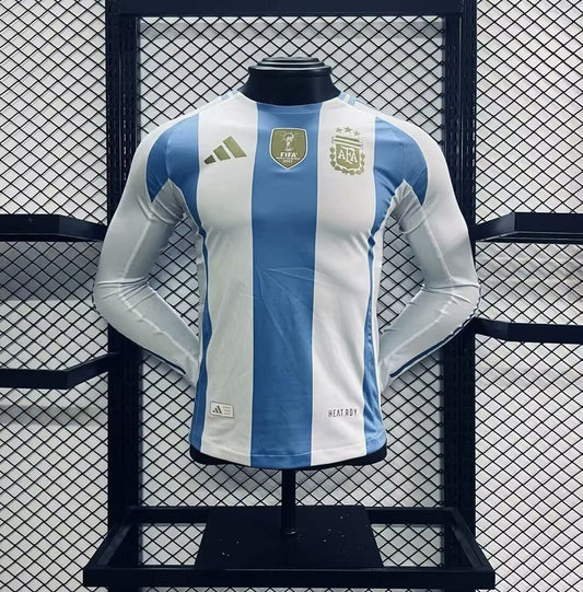 Camisa Argentina I 2024 Jogador Manga Longa com Patch (Sob encomenda)