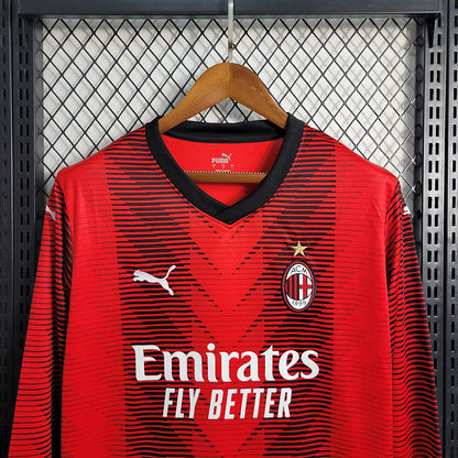 Camisa Milan I 23/24 Torcedor Manga Longa (Sob encomenda)