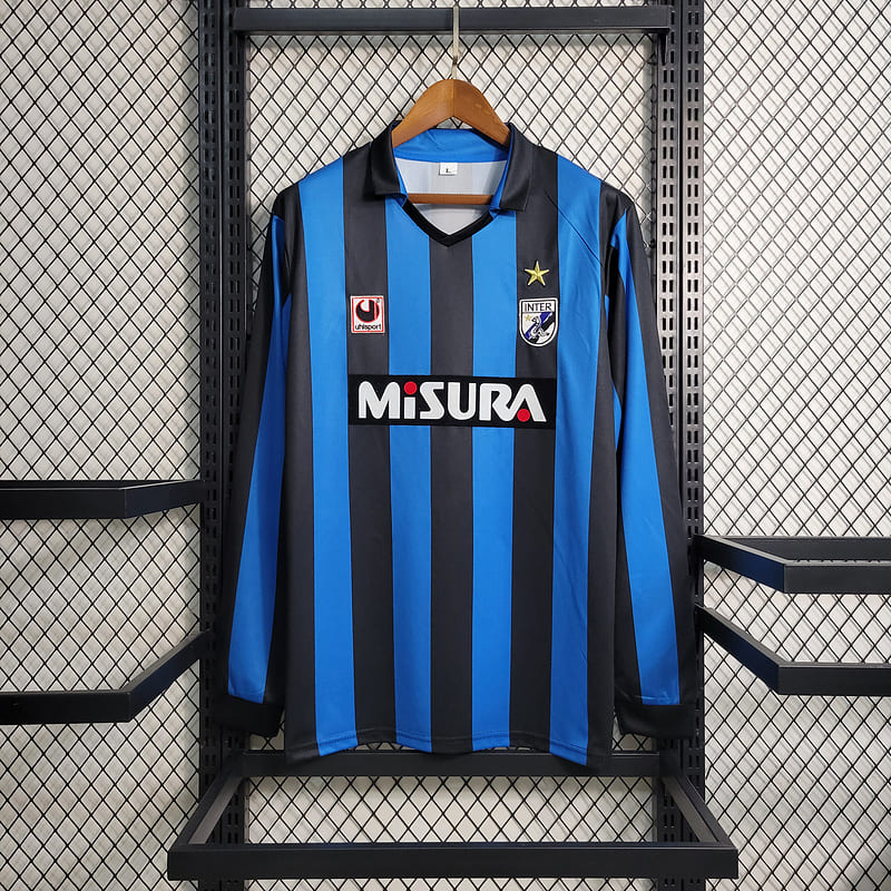 Camisa Inter de Milão I 1998 Retrô Manga Longa (Sob encomenda)