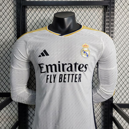 Camisa Real Madrid I 23/24 Jogador Manga Longa (Sob encomenda)