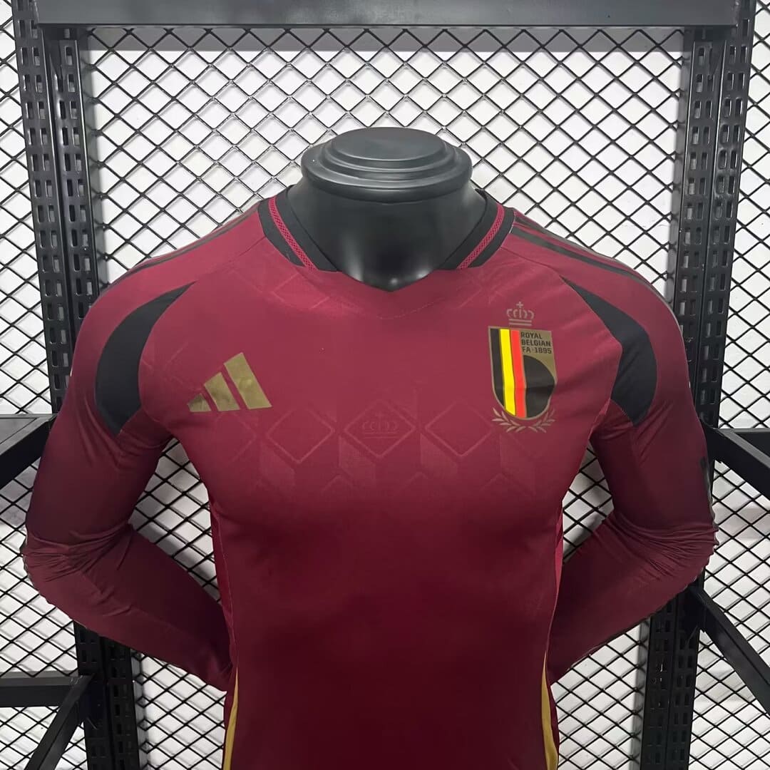 Camisa Bélgica I 2024 Jogador Manga Longa (Sob encomenda)