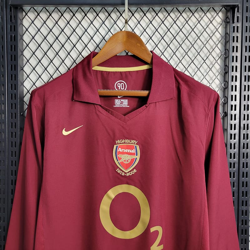 Camisa Arsenal I 05/06 Retrô Manga Longa (Sob encomenda)