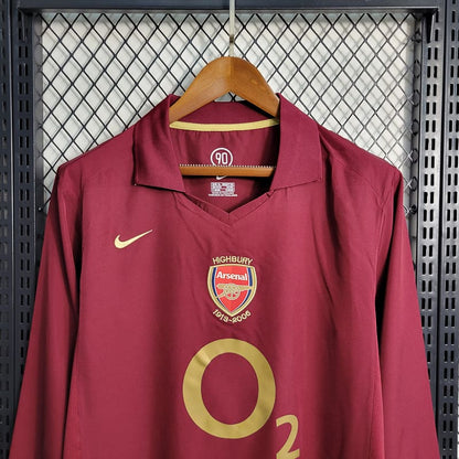 Camisa Arsenal I 05/06 Retrô Manga Longa (Sob encomenda)