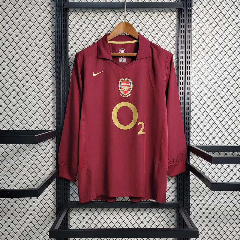 Camisa Arsenal I 05/06 Retrô Manga Longa (Sob encomenda)