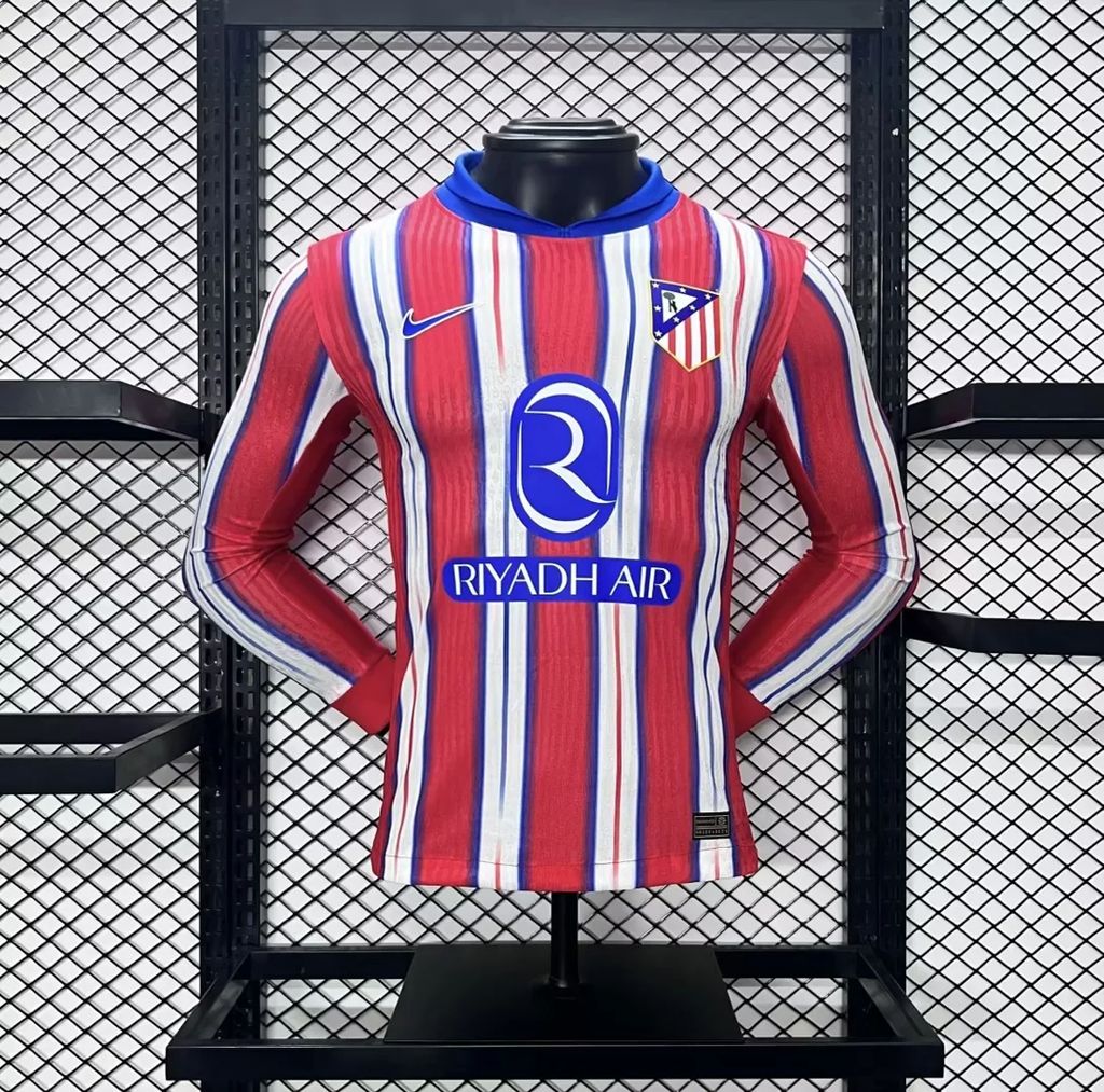 Camisa Atlético de Madrid I 24/25 Jogador Manga Longa (Sob encomenda)