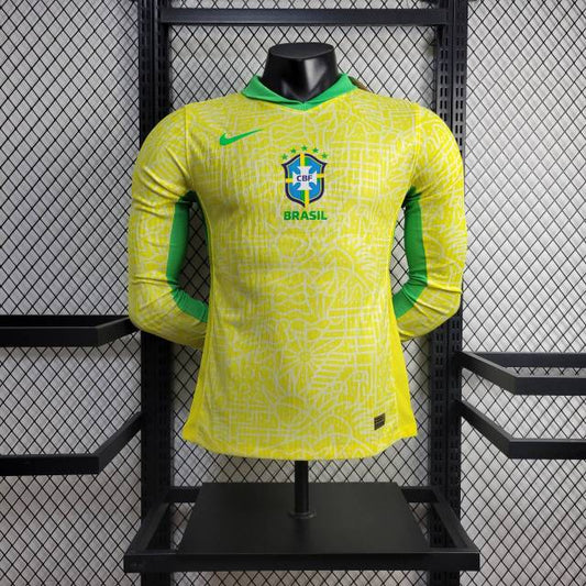 Camisa Brasil I 2024 Jogador Manga Longa (Sob encomenda)