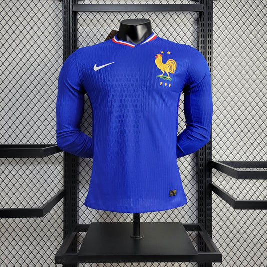 Camisa França I 2024 Jogador Manga Longa (Sob encomenda)