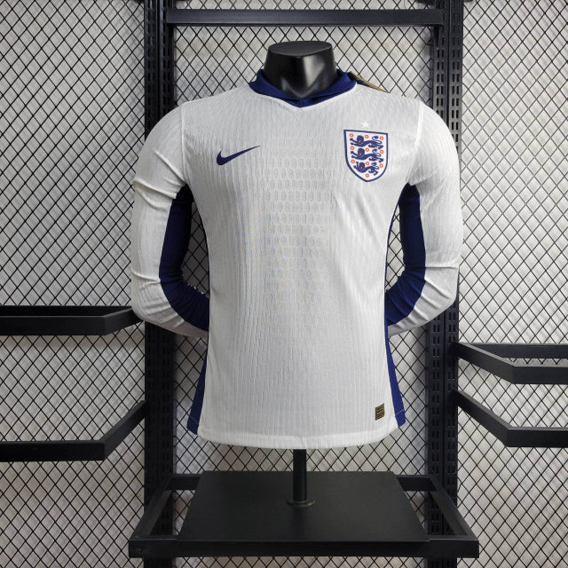 Camisa Inglaterra I 2024 Jogador Manga Longa (Sob encomenda)