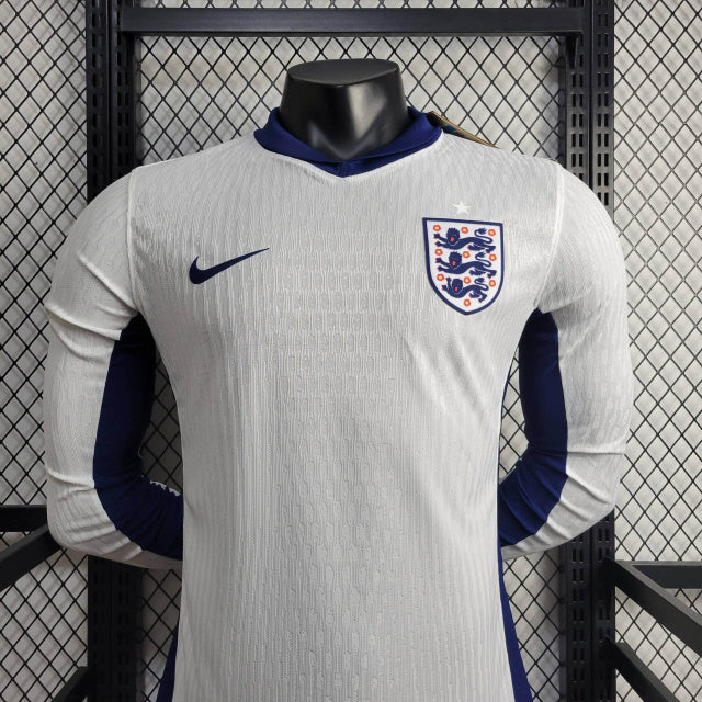 Camisa Inglaterra I 2024 Jogador Manga Longa (Sob encomenda)