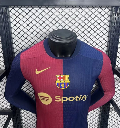 Camisa Barcelona I 24/25 Jogador Manga Longa (Sob encomenda)