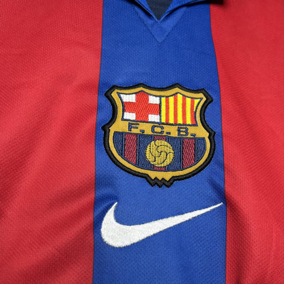 Camisa Barcelona I 01/02 Retrô (Sob encomenda)