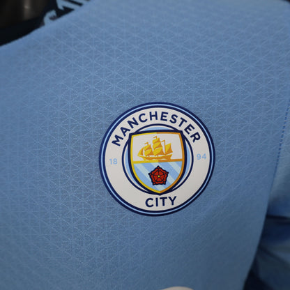 Camisa Manchester City I 24/25 Jogador Manga Longa (Sob encomenda)