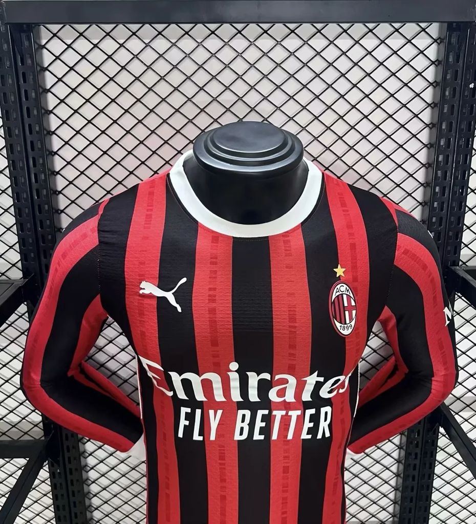 Camisa Milan I 24/25 Jogador Manga Longa (Sob encomenda)