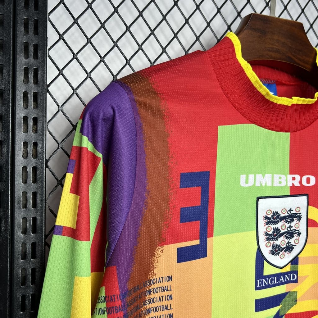 Camisa Inglaterra Goleiro 1996 Retrô Manga Longa (Sob encomenda)