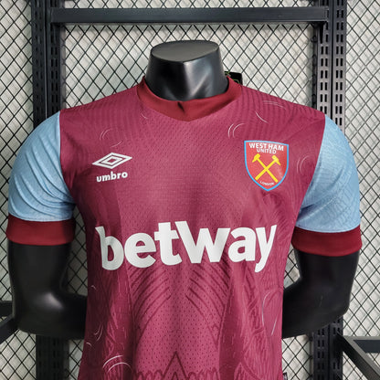 Camisa West Ham I 23/24 Jogador (Sob encomenda)