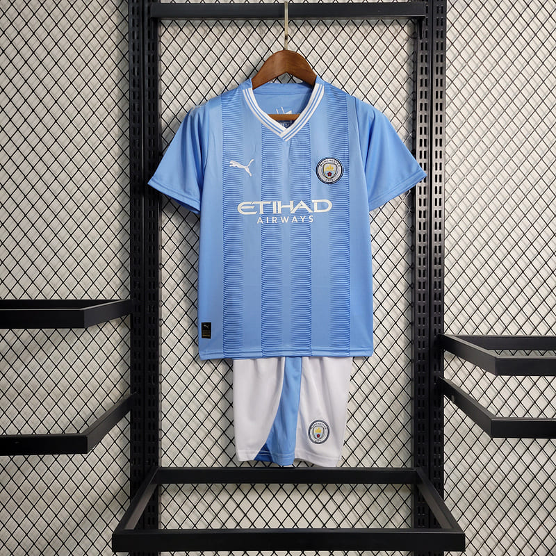 Kit Infantil Manchester City I 23/24 (Sob encomenda)